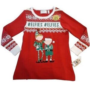 Merry & Bright Ugly Christmas Elf Sweater Customizable With Your Own Photo